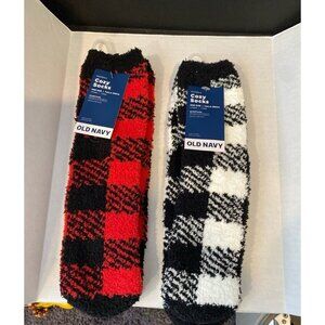 Old Navy NEW Holiday Christmas Plaid 2 Pc Cozy Socks Set One Size